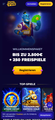 Morospin in der mobilen Version: Slots und Live-Casino
